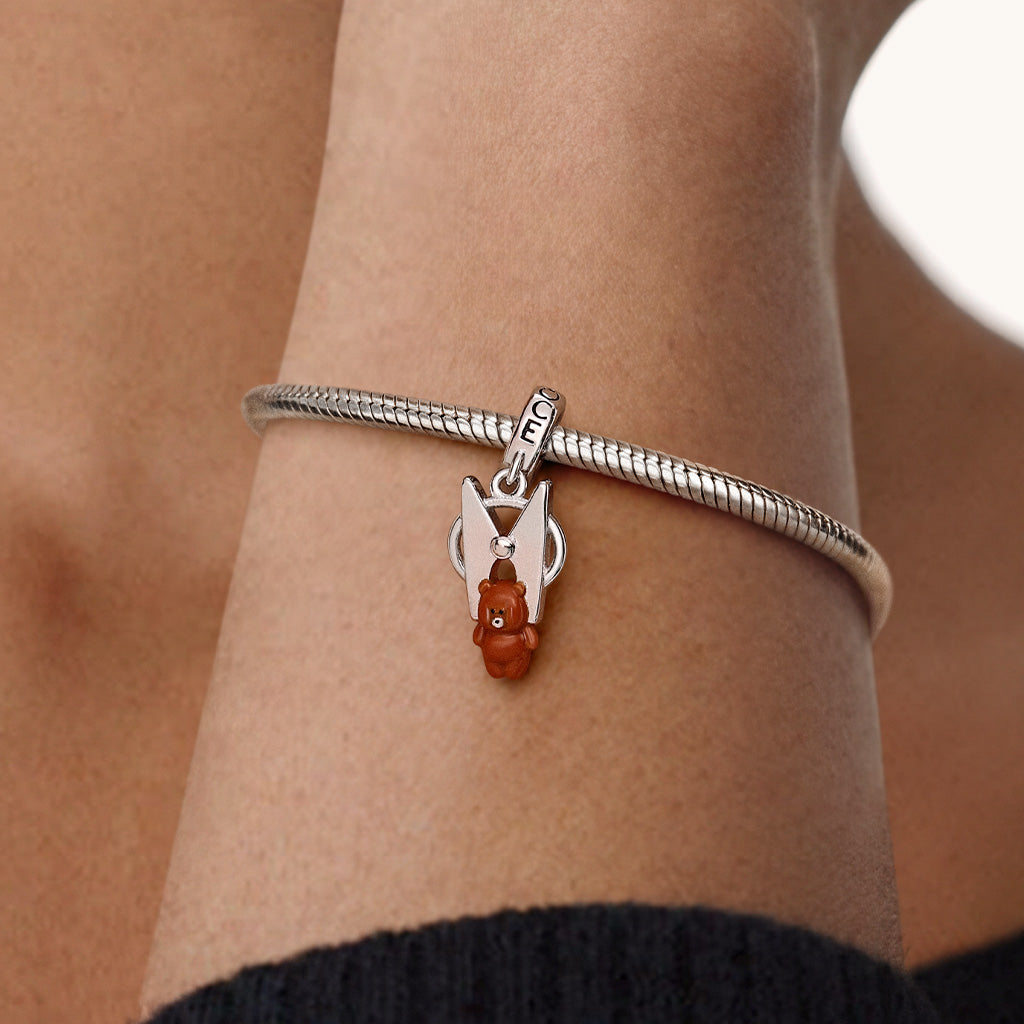 Gnoce Teddy Bear Clothespin Charm Platinum-plated Silver Blend_2