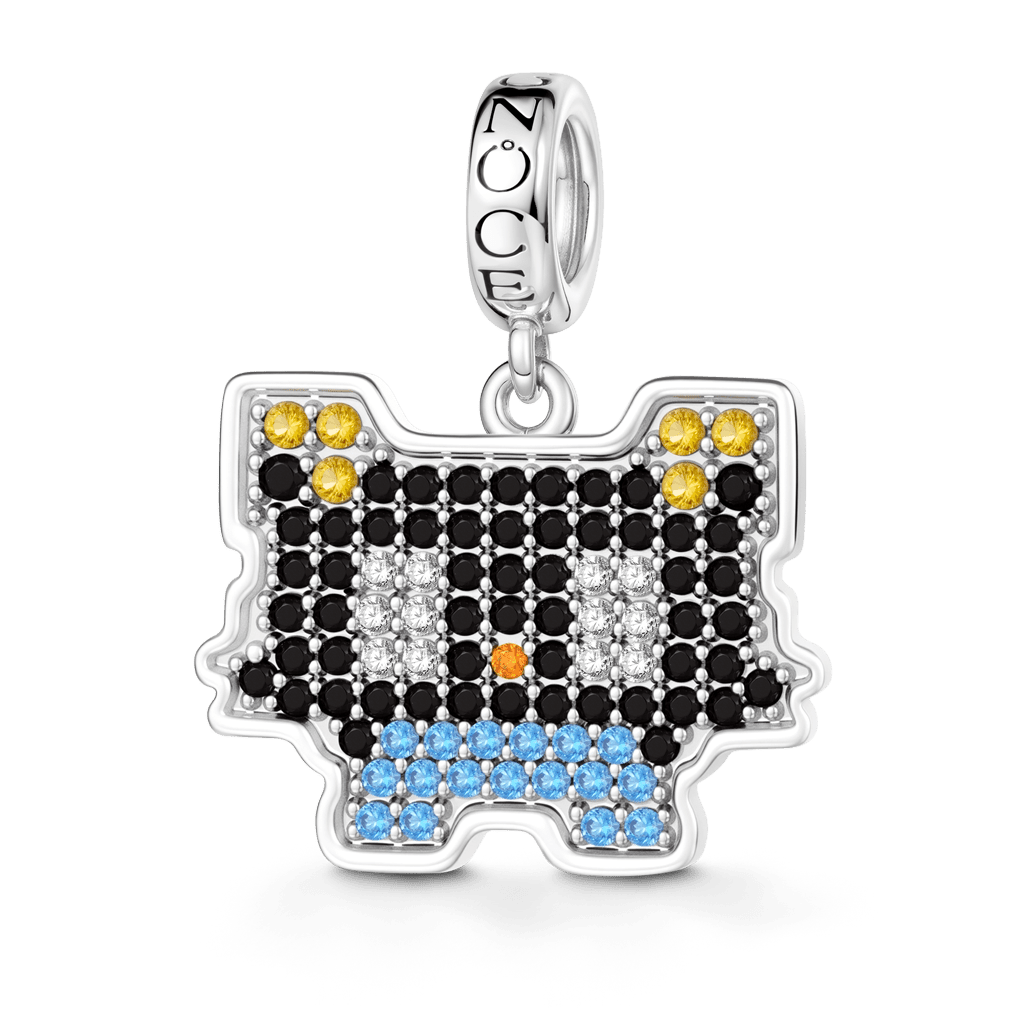 Gonce Pixel-Style Kitten Charm Platinum-plated Silver Blend_1
