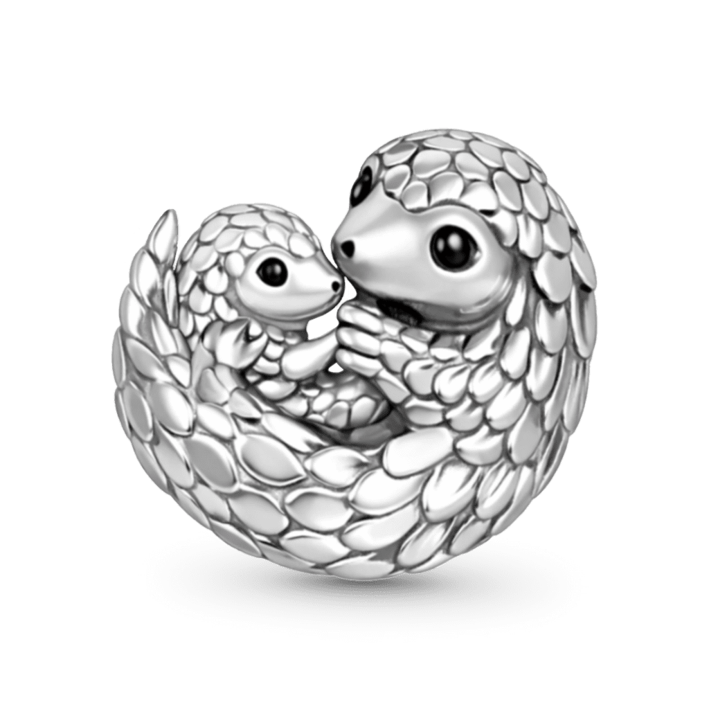 Gnoce Pangolin Embraces Baby Charm Platinum-plated Silver Blend_5