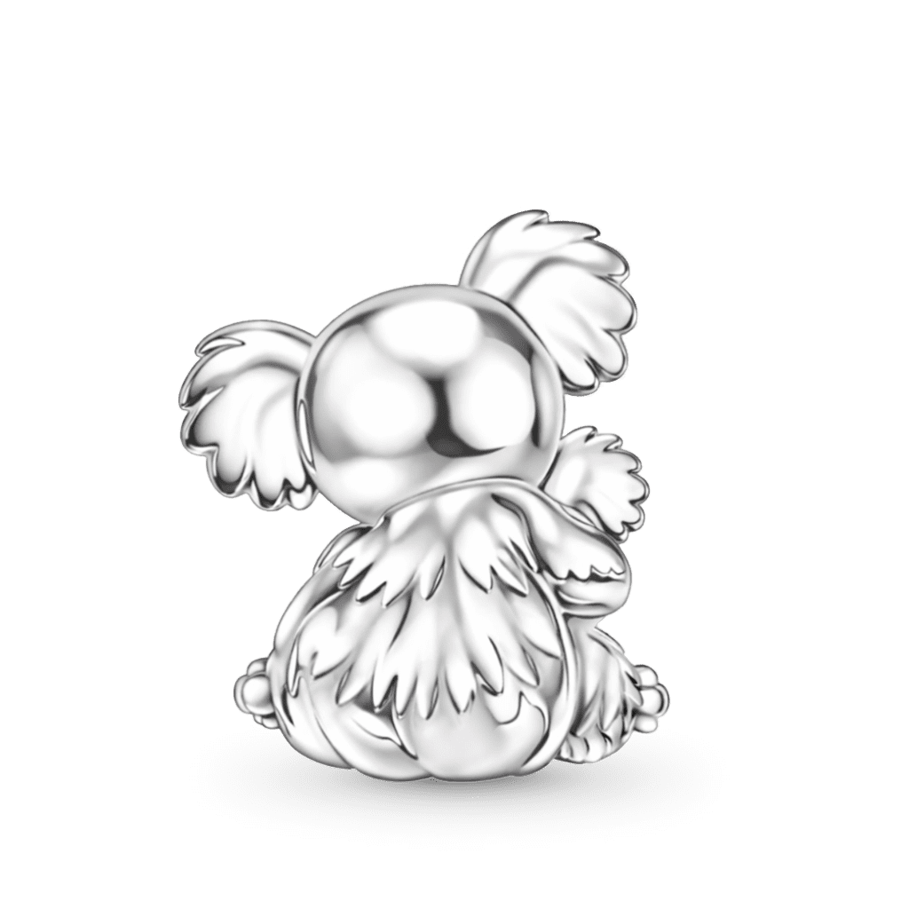 Gnoce Koala Embraces Baby Personalized Heart Birthstone Charm Platinum-plated Silver Blend_5