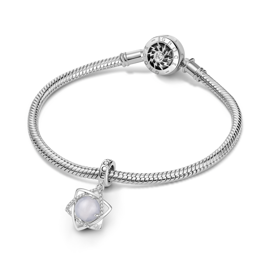 Gnoce Hexagon Star Engravable Charm Platinum-plated Silver Blend_4