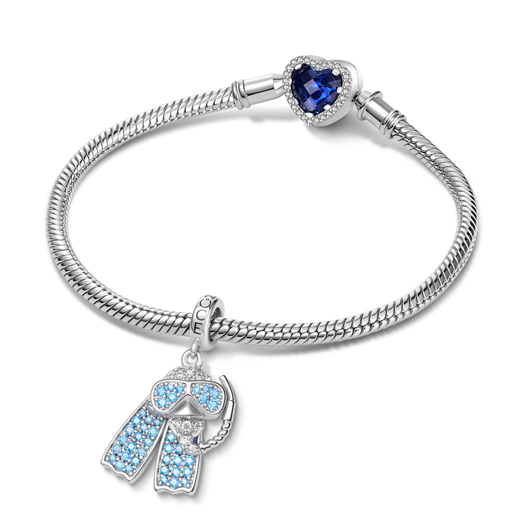 Gnoce Diving Mask and Fins Charm Platinum-plated Silver Blend_3