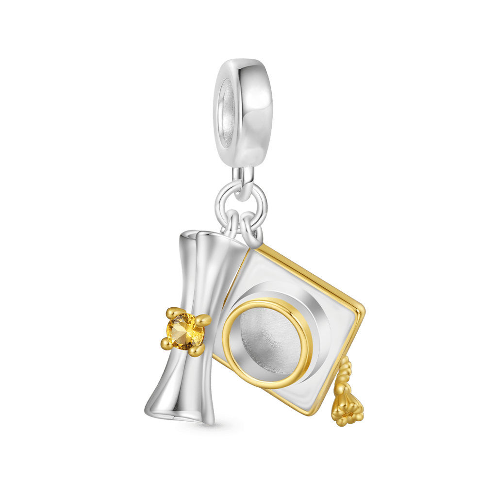 Gnoce Engravable Graduation Season Bachelor Cap Pendant Dangle Charm_2