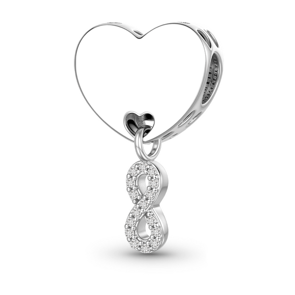 Gnoce  Engravable Wedding Date Infinite Love Charm Platinum-plated Silver Blend