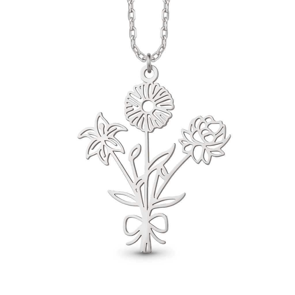 Gnoce Customized Letter Birthday Flower Necklace_4
