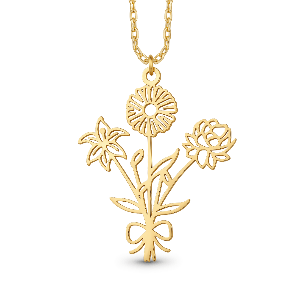 Gnoce Customized Letter Birthday Flower Necklace_1