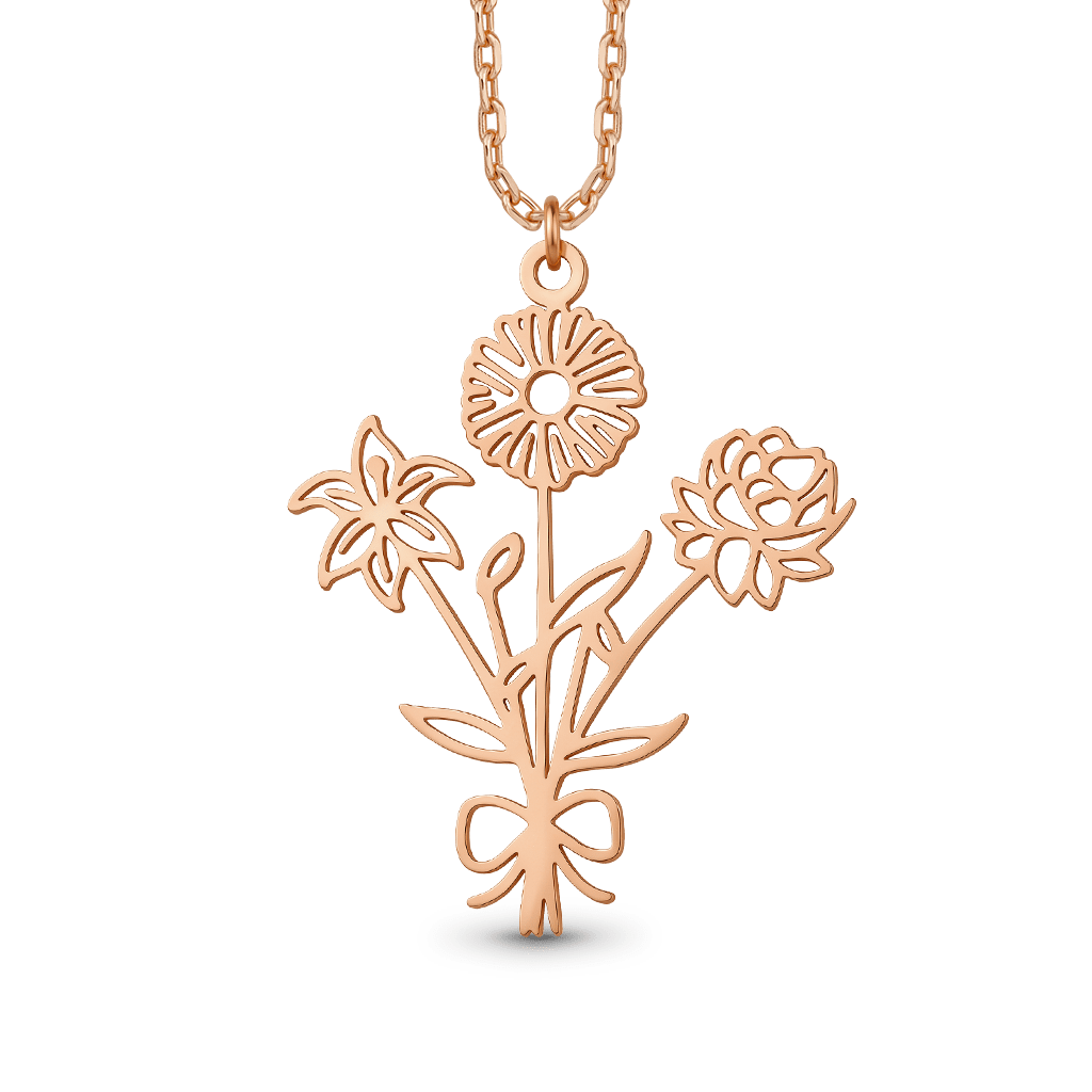 Gnoce Customized Letter Birthday Flower Necklace_3