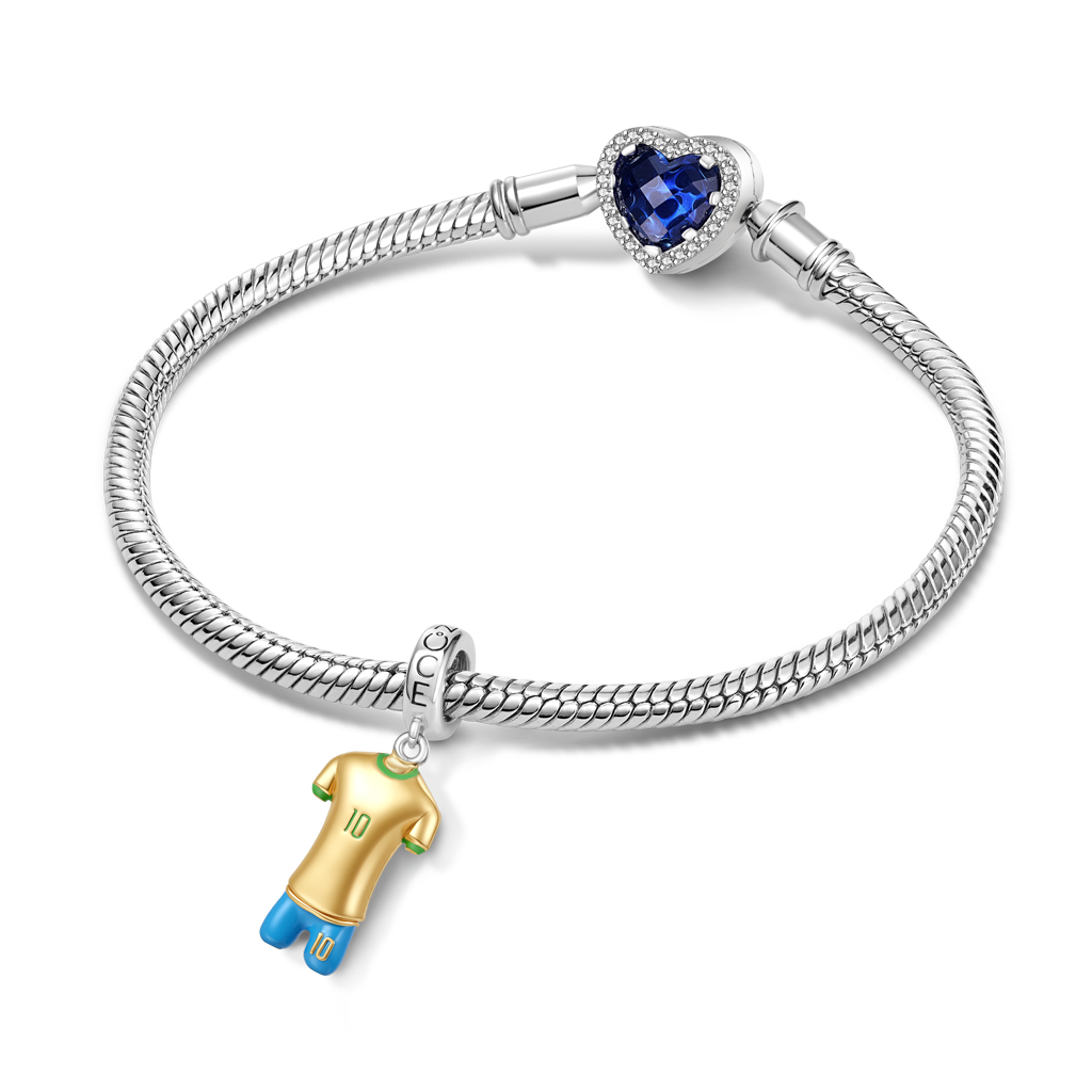 Gnoce Brazilian Soccer Star Jerseys Charm Platinum-plated Silver Blend_3