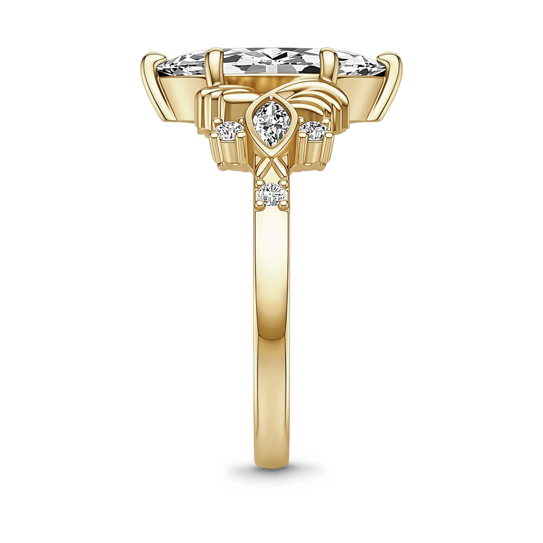 Gnoce Vintage Floral Marquise Cut Engagement Ring_4