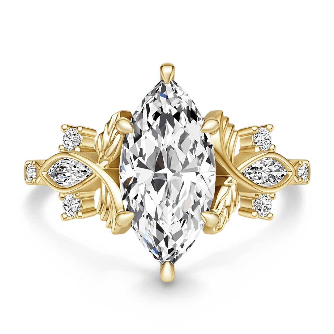 Gnoce Vintage Floral Marquise Cut Engagement Ring_1