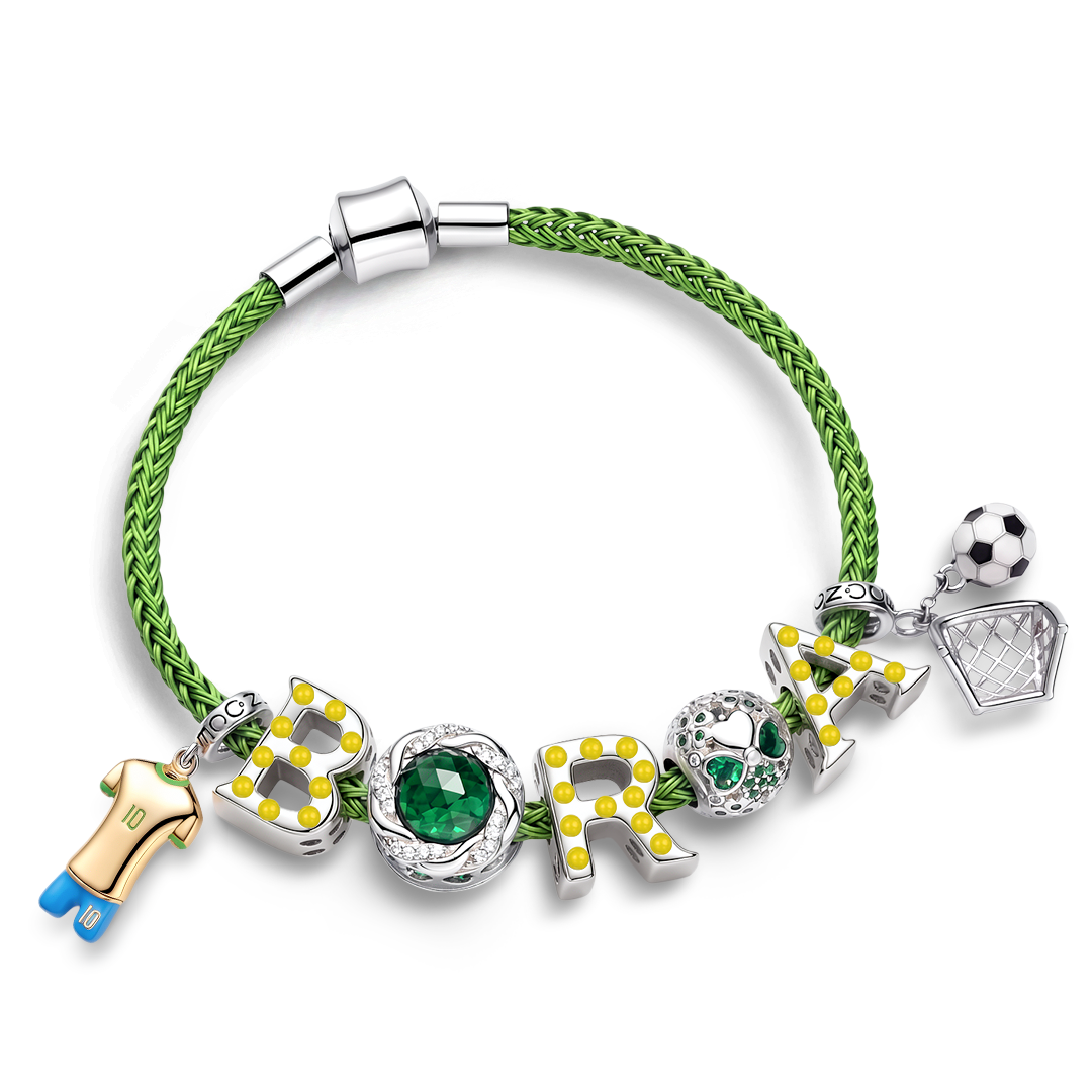 Gnoce Brazilian Soccer Star Jerseys Charm Platinum-plated Silver Blend_7