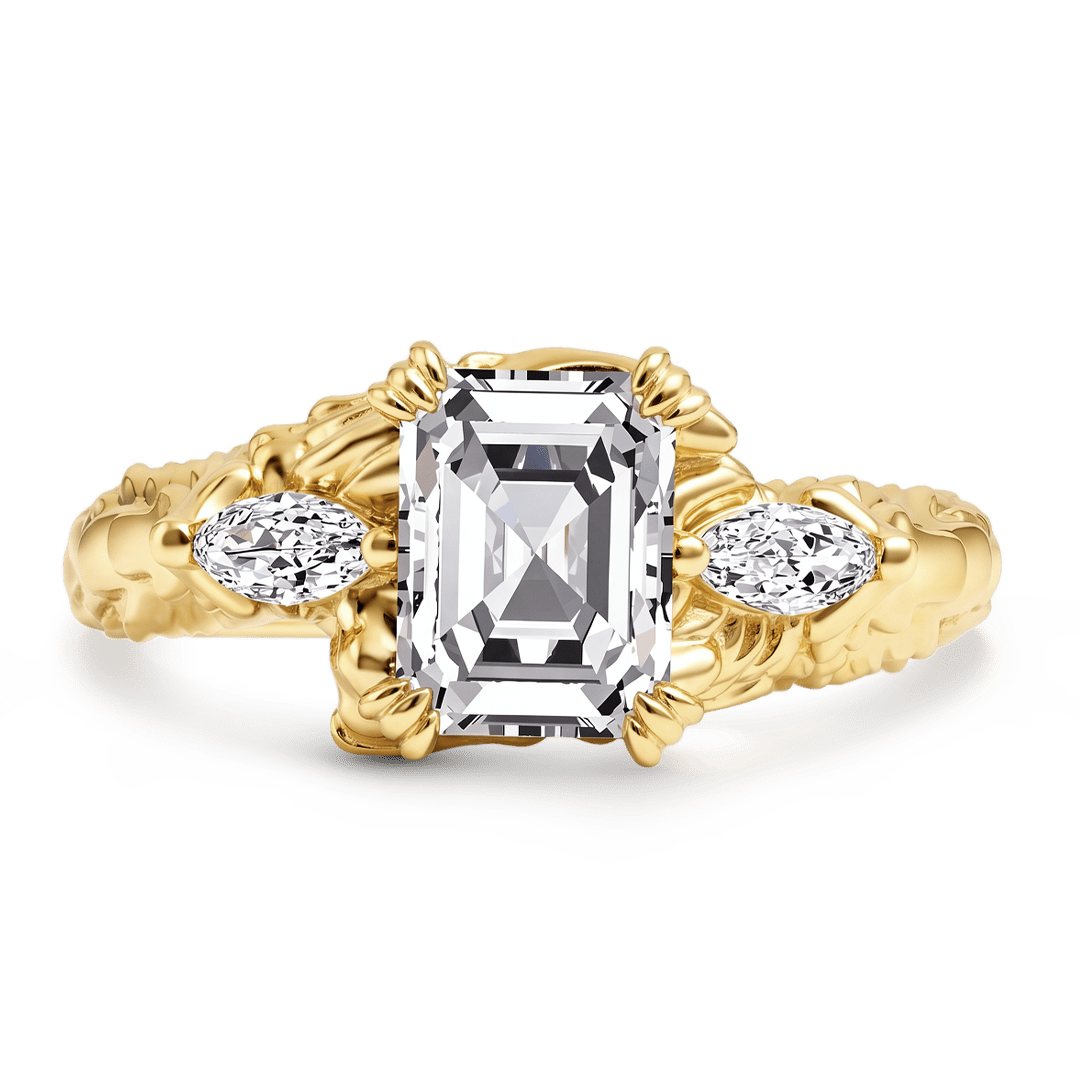 Gnoce Dragon Scale Intricate Gold Moissanite Ring_1