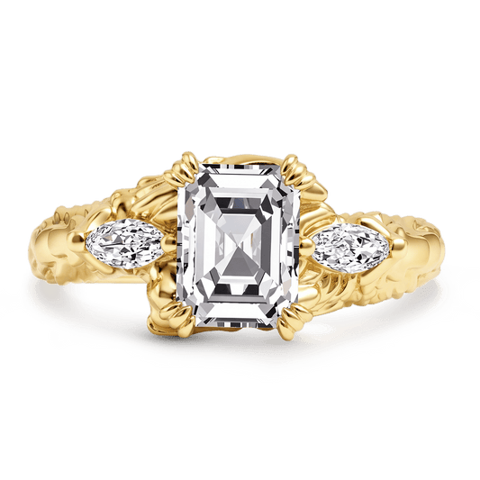 Gnoce Dragon Scale Intricate Gold Moissanite Ring_1