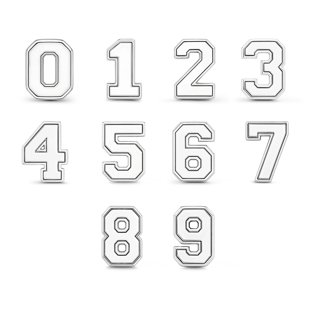 Gnoce 0-9 Number Charms Platinum-plated Silver Blend_4