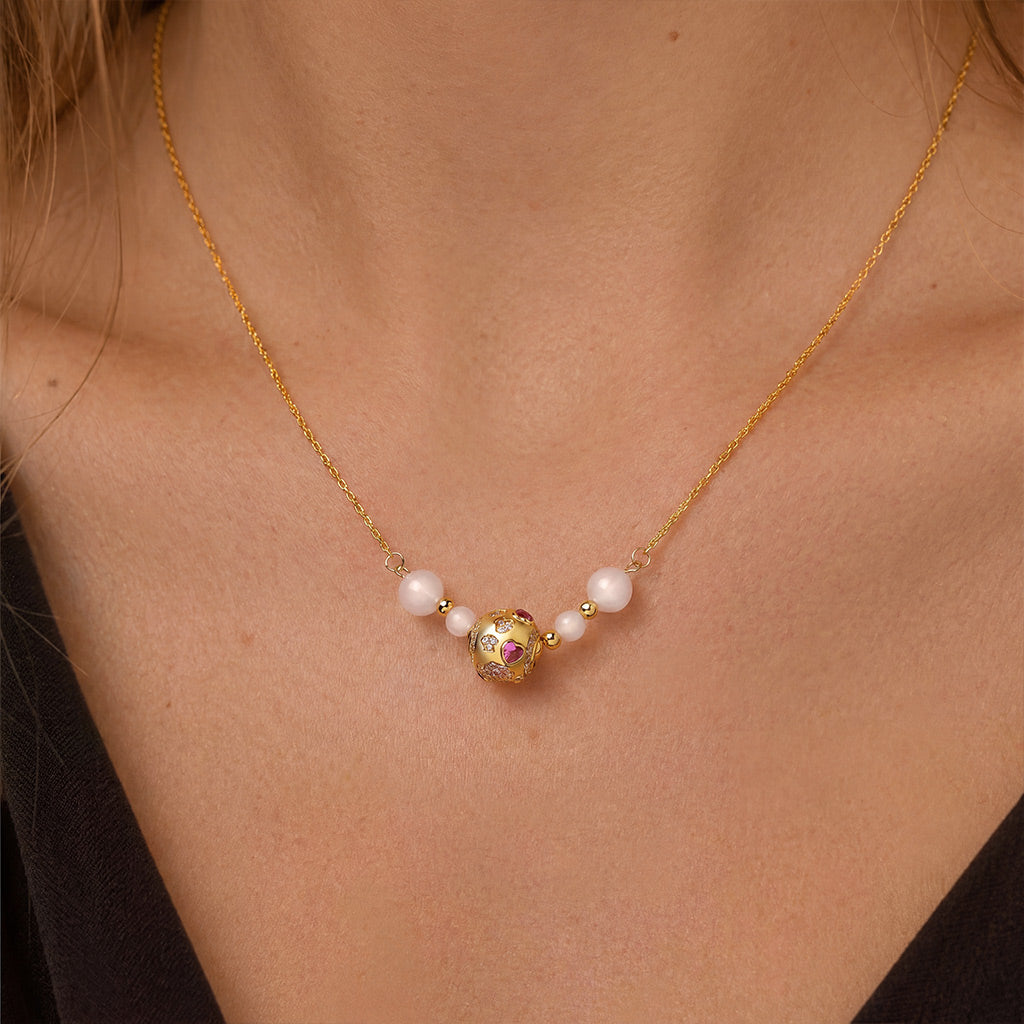 Gnoce Ocean Rose Crystal Necklace 18K Gold-plated Silver Blend_3