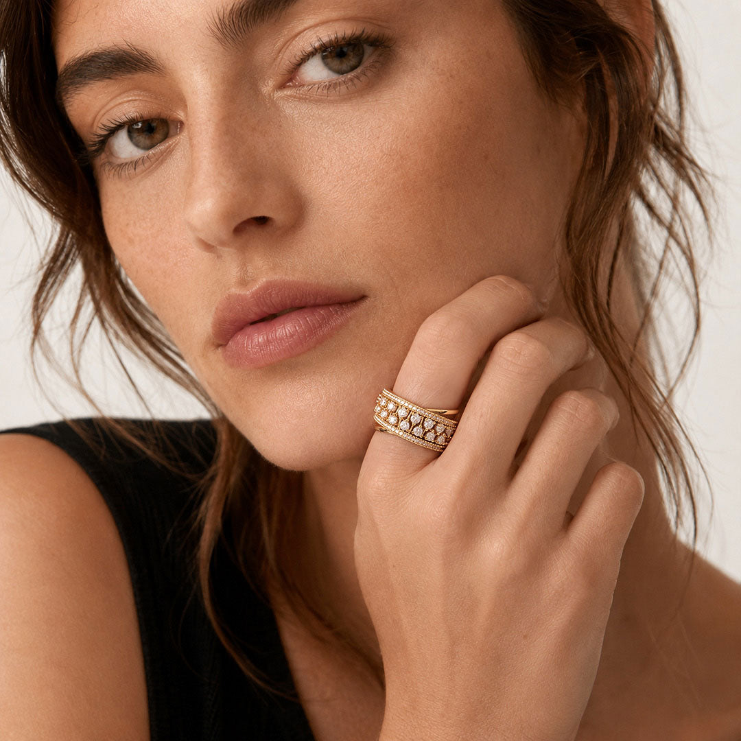Gnoce Bezel Set Milgrain Crisscross Ring_3