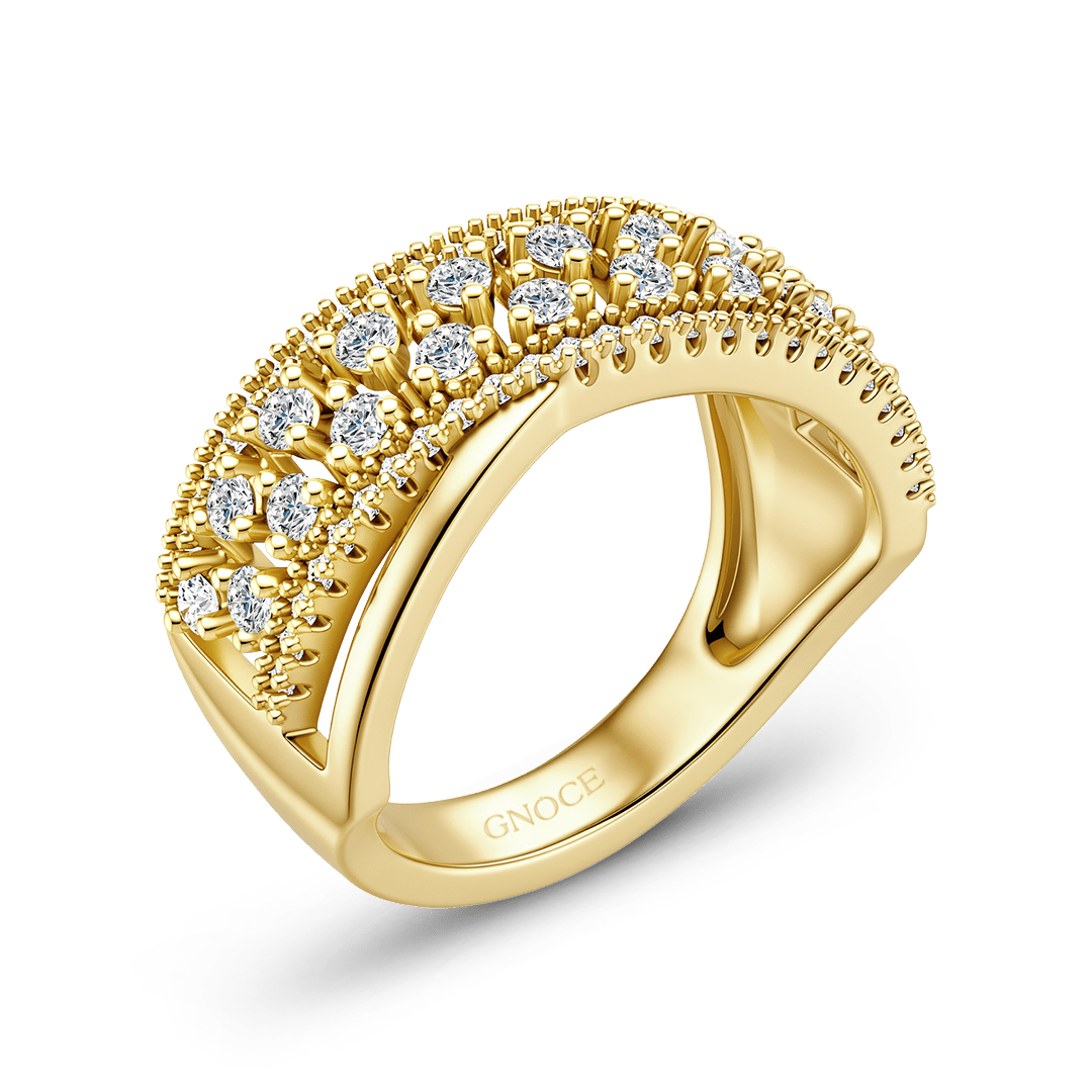 Gnoce Bezel Set Milgrain Crisscross Ring_4