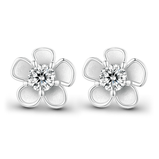 Gnoce Cherry Blossom Moissanite Earrings 925 Sterling Silver_1