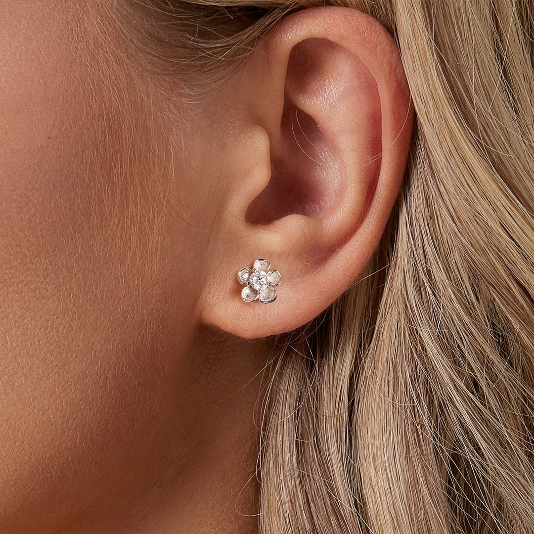 Gnoce Cherry Blossom Moissanite Earrings 925 Sterling Silver_2