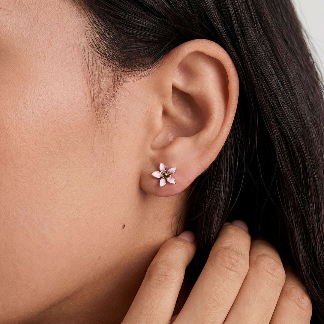 Gnoce Japanese Style Pink Cherry Blossom Earrings 925 Sterling Silver_2