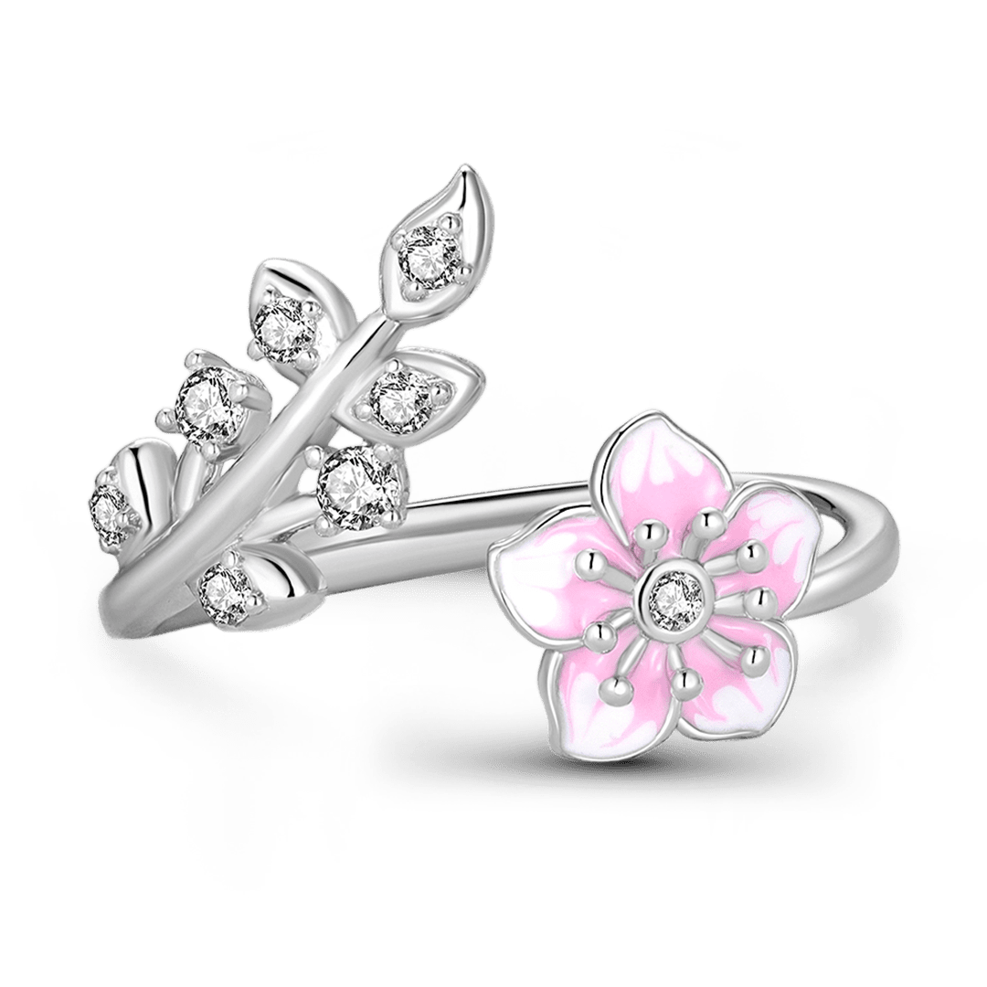 Gnoce Japanese Style Cherry Blossom Open Ring 925 Sterling Silver_3
