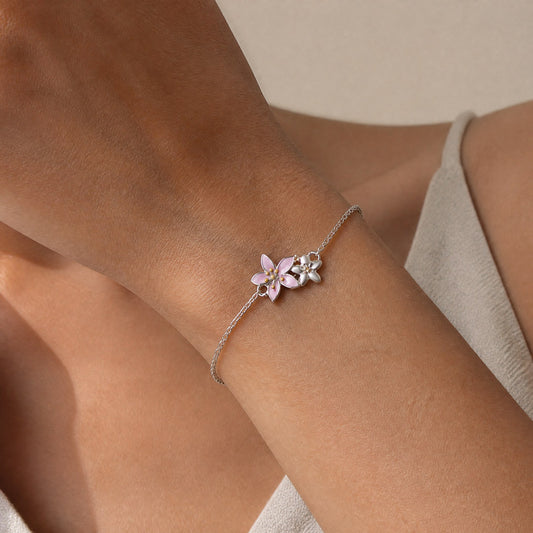 Gnoce Japanese-style Beautiful Cherry Blossom Bracelet 925 Sterling Silver_2