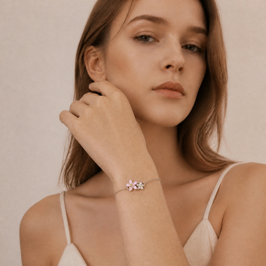 Gnoce Japanese-style Beautiful Cherry Blossom Bracelet 925 Sterling Silver_3