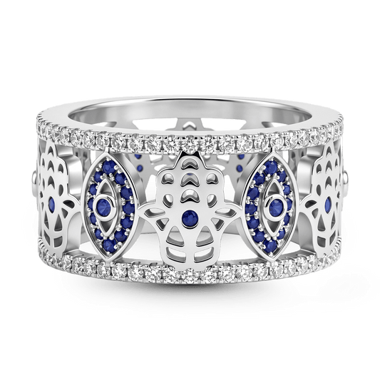 Gnoce Evil Eye Openwork Band Ring Platinum-plated Silver Blend_1