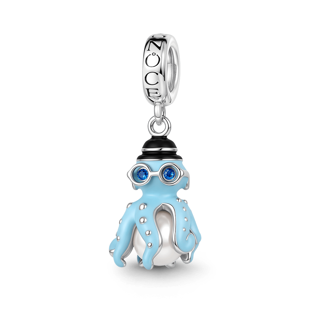 Gnoce Top Hat Octopus Dangle Charm Platinum-plated Silver Blend_1