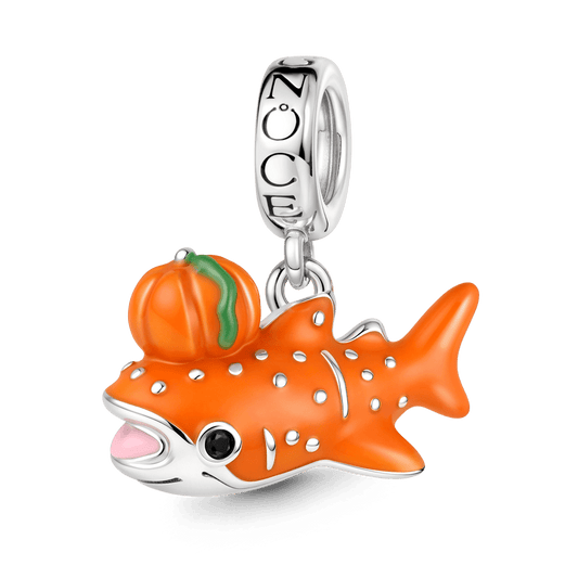 Gnoce Pumpkin Whale Shark Dangle Charm Platinum-plated Silver Blend_1