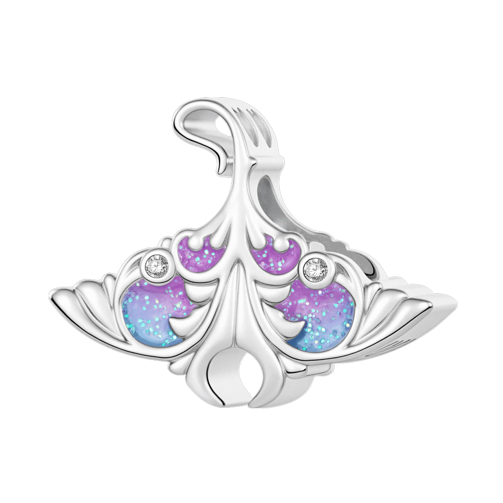 Gnoce Glow-in-the-dark Manta Ray Beads Platinum-plated Silver Blend_1