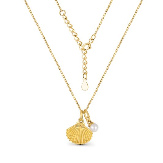 Shell & Pearl Necklace Sterling Silver Gold Plated Ocean Collection_3