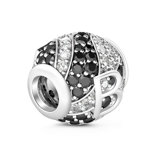 Gnoce “Letter B with Special Meaning for Special Person ”Made of 925 Sterling Silver Black & Clear  CZ Letter B Charm_2
