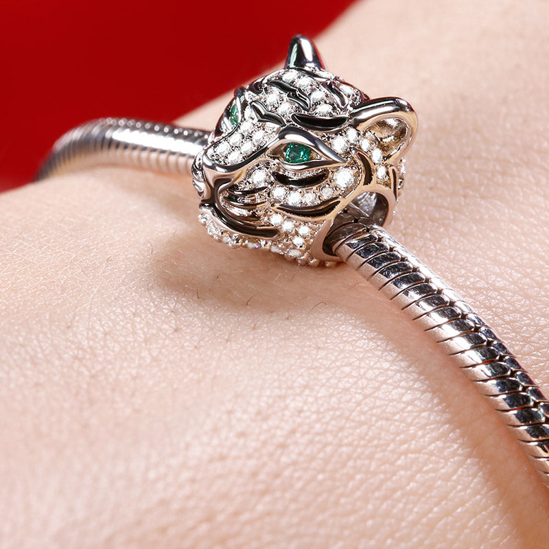 Gnoce "Strong As A Tiger" Royal Tiger WIth Czs 925 Sterling Silver Animal Bead Charm_3