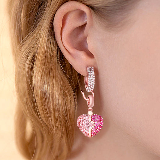 Gnoce "Make You Special" Basic Earring Lever Back Hook Hoop Sterling Silver With Cz 18k Rose Gold Plated (Exclude Pendant)_3