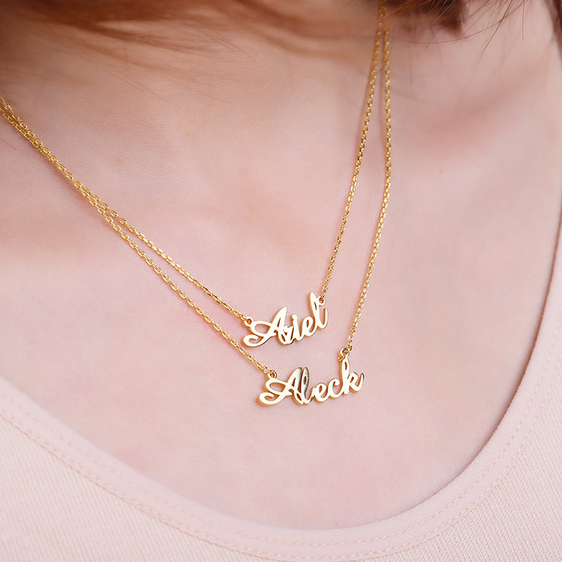 Gnoce "We Two Together" Personalized Double Name Necklace 18K Gold Plated_5