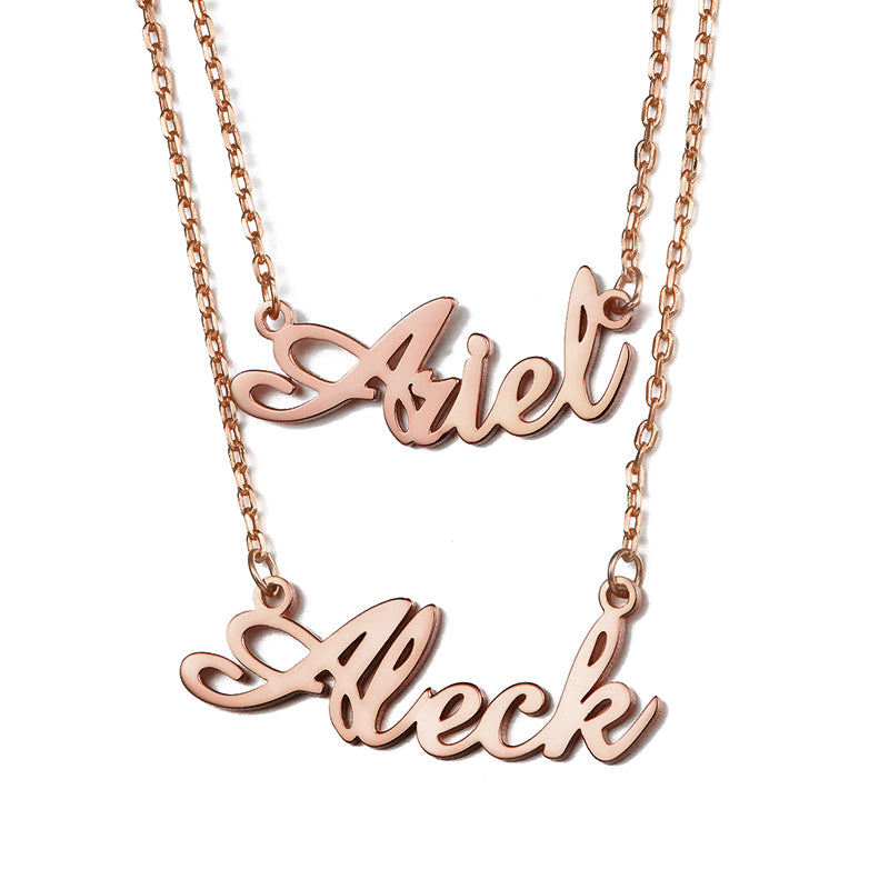 Gnoce "We Two Together" Personalized Double Name Necklace 18K Gold Plated_1