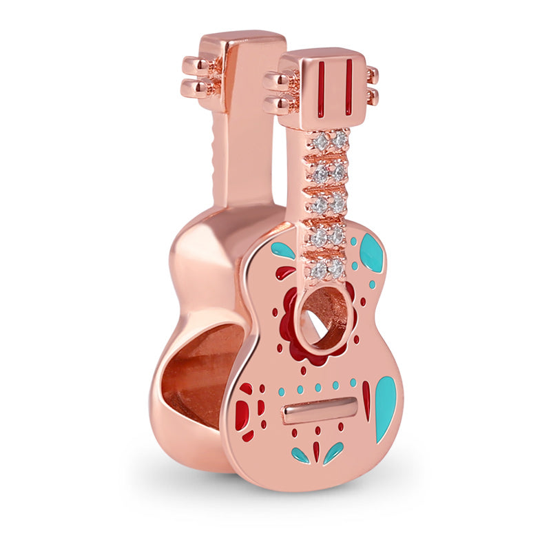 Mexican Guitar Charm Bead Rose Gold Plated S925 Silver_2