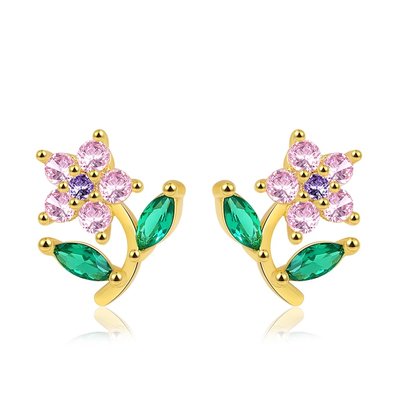 Gnoce Wildflower Gold Plated Stud Earrings_1