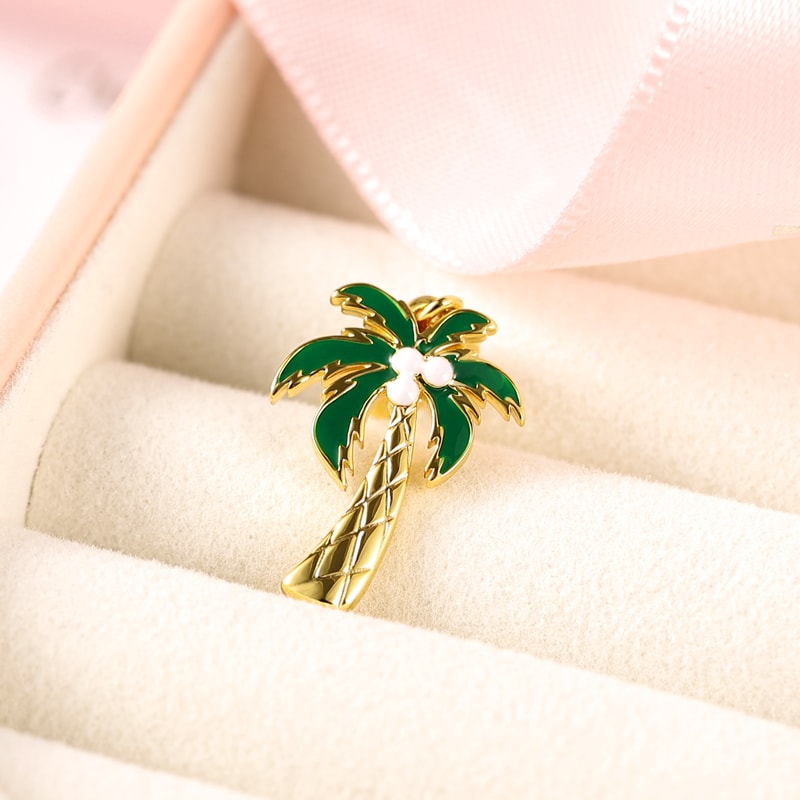 Coconut Tree Pendant Dangle Charm Sterling Silver 18k Gold Plated_2