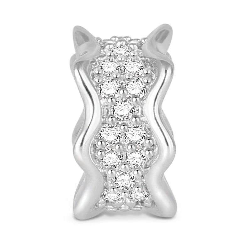 Gnoce "Daily Chic" Stopper Bead with White Crystal Stones 925 Sterling Silver_1