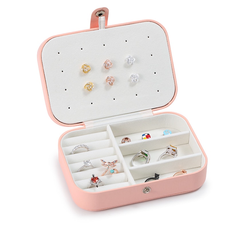 Portable Double-layer Jewelry Storage Box Earrings Rings Necklace Charm Display Box_1