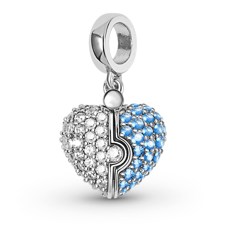 Heart Locket Pendant Dangle Charm Sterling Silver with "Love" Print_3