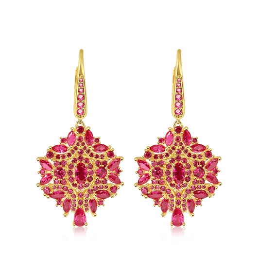 Dreamcatcher Diamond Earrings with Gold Plated Brass_1