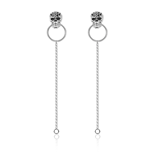 Skull Dangle Earrings with Sterling Silver_1