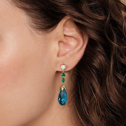 Azure Blue Drop Earrings with Gold Plated Sterling Silver_3