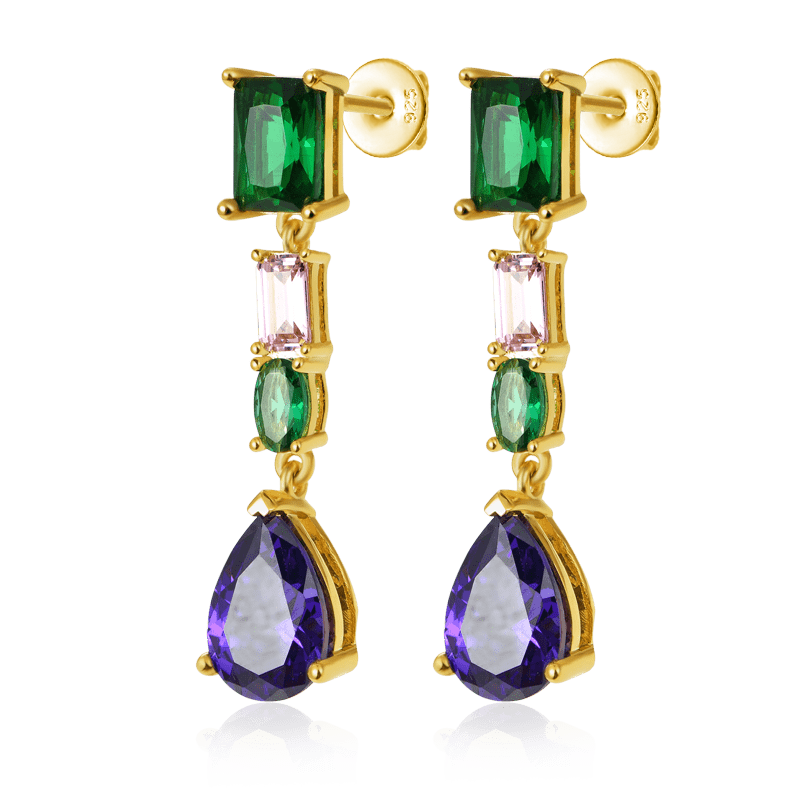 Nature Dark Blue Dangle Earrings with Gold Plated Sterling Silver_2